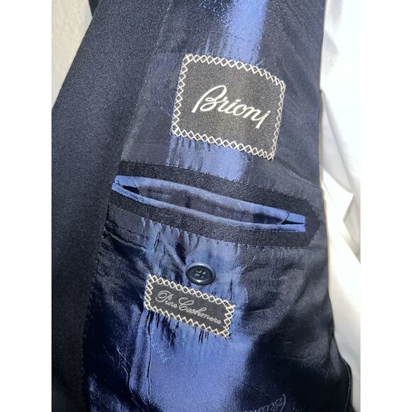 BRIONI Nomentano 48L Pure Cashmere 100% Blue Blazer Jacket Coat Silk Lining - Picture 5 of 16